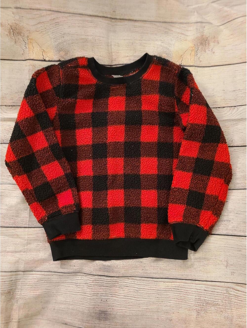 Fleece buffalo plaid sweatshirt